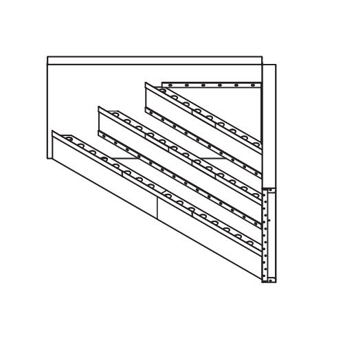 6" Radius 42" Steel Corner Step (6.5 x 6.5)